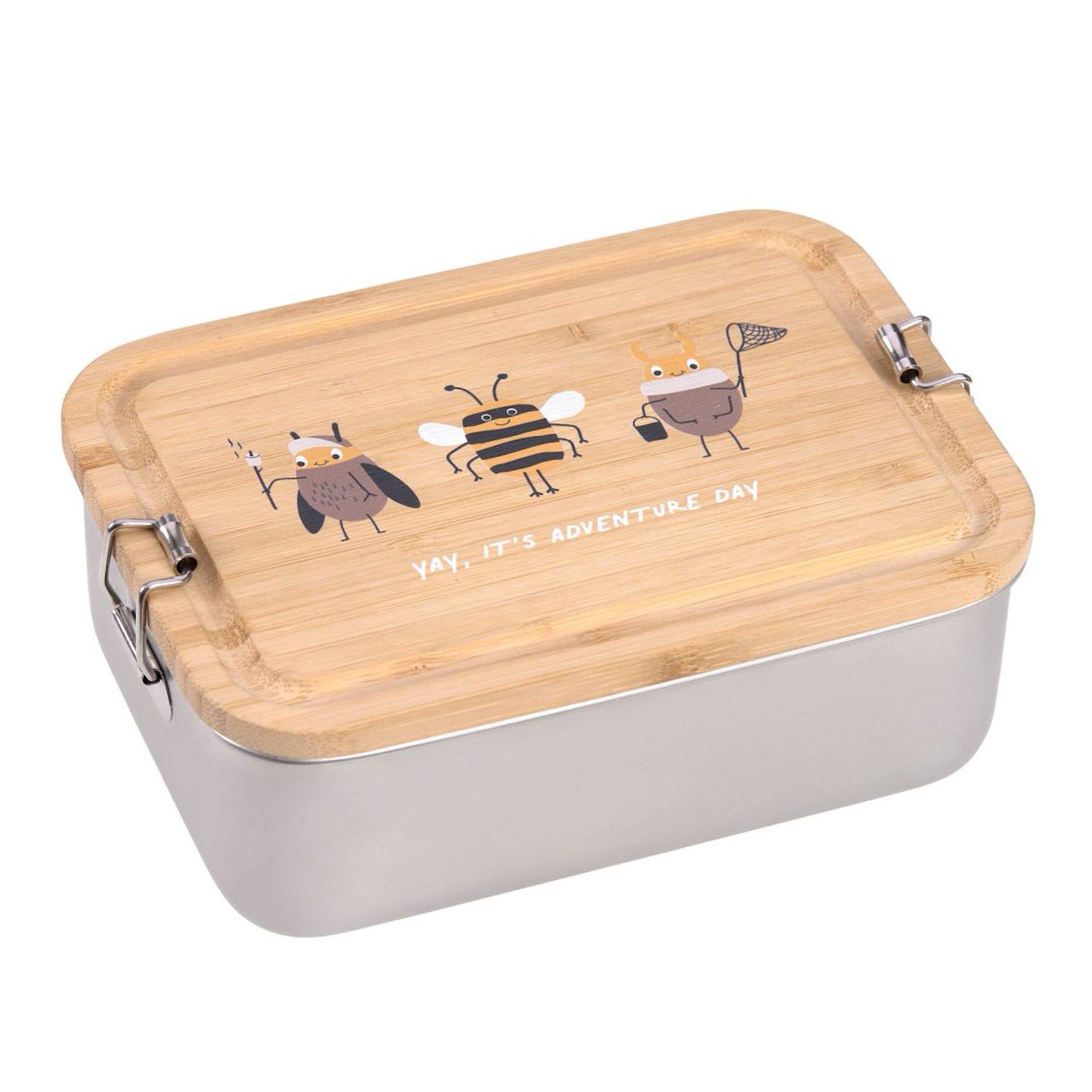 Boîte À Goûter En Inox Et Bambou Multi-coloured