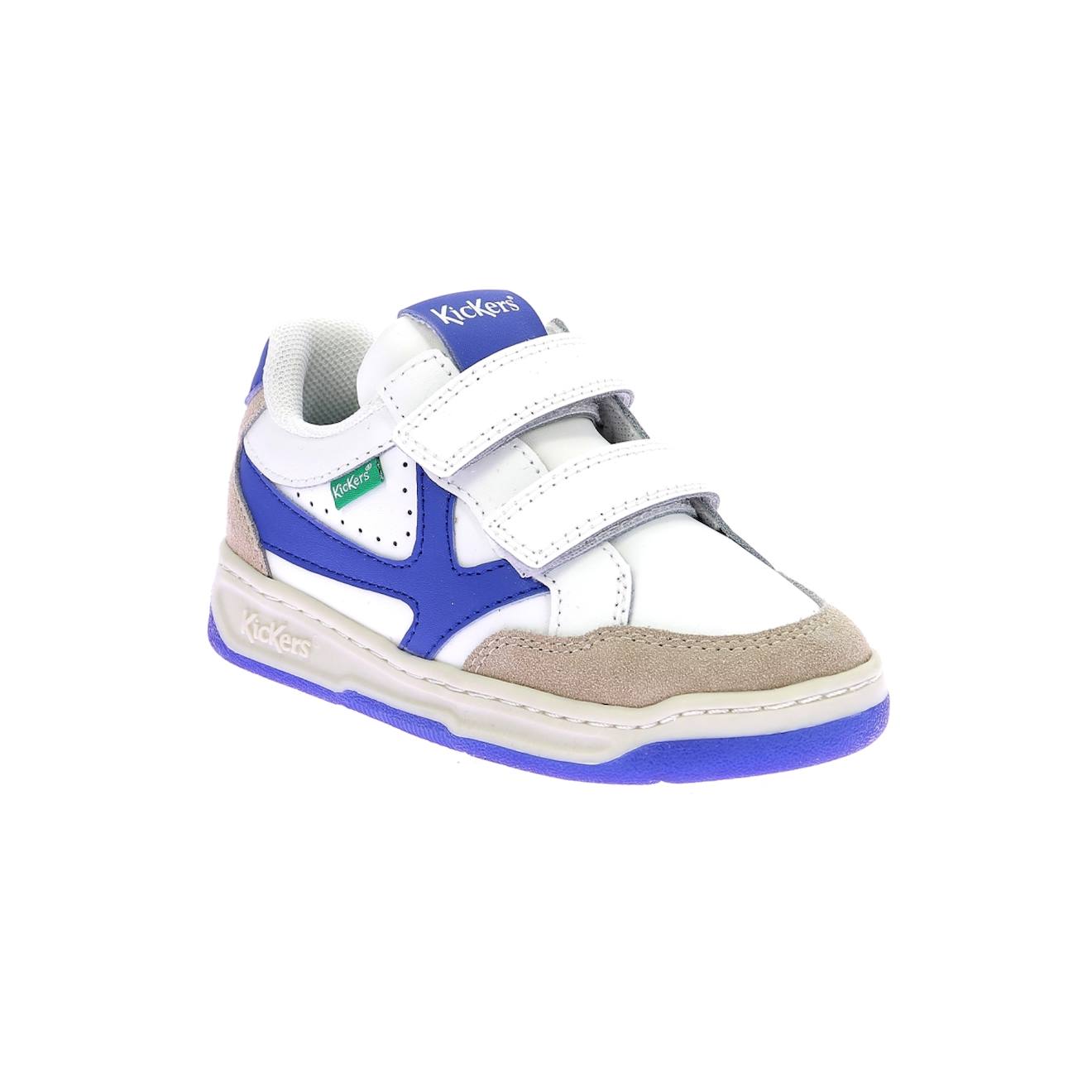 Baskets Basses Enfant Kick Kagal Blanc Casse Bleu
