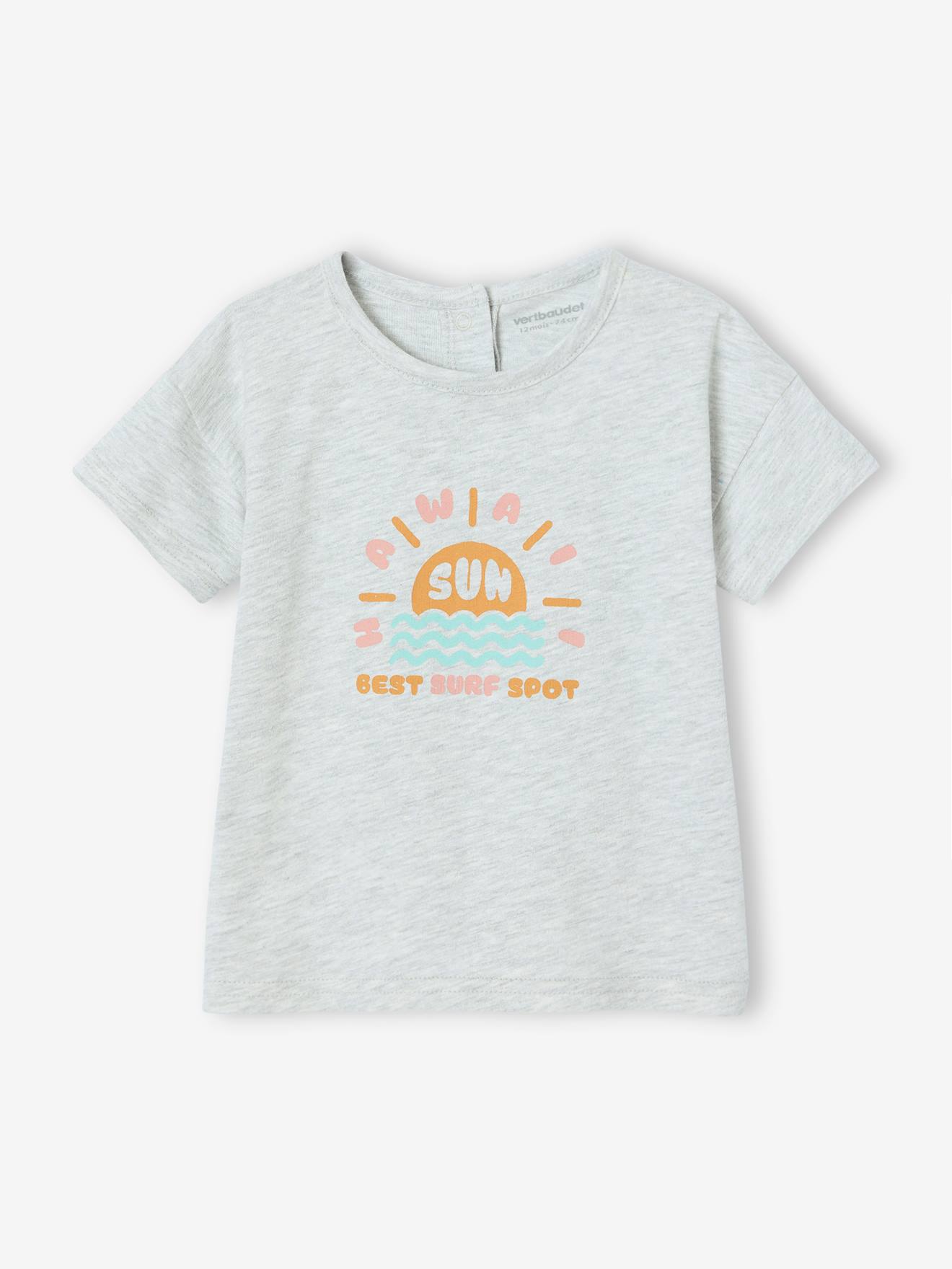 T-shirt motif hawaï bébé gris chiné