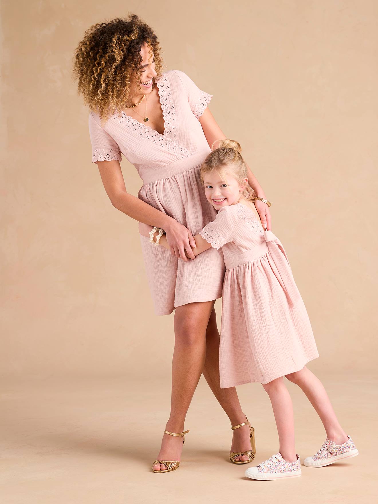 Robe de cérémonie femme capsule mère/fille ENVIE DE FRAISE rose poudré