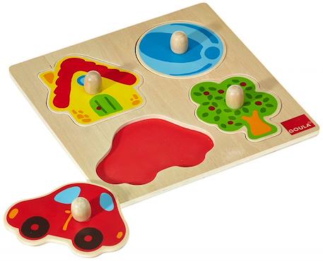 Goula - Puzzle Bébé En Bois Beige