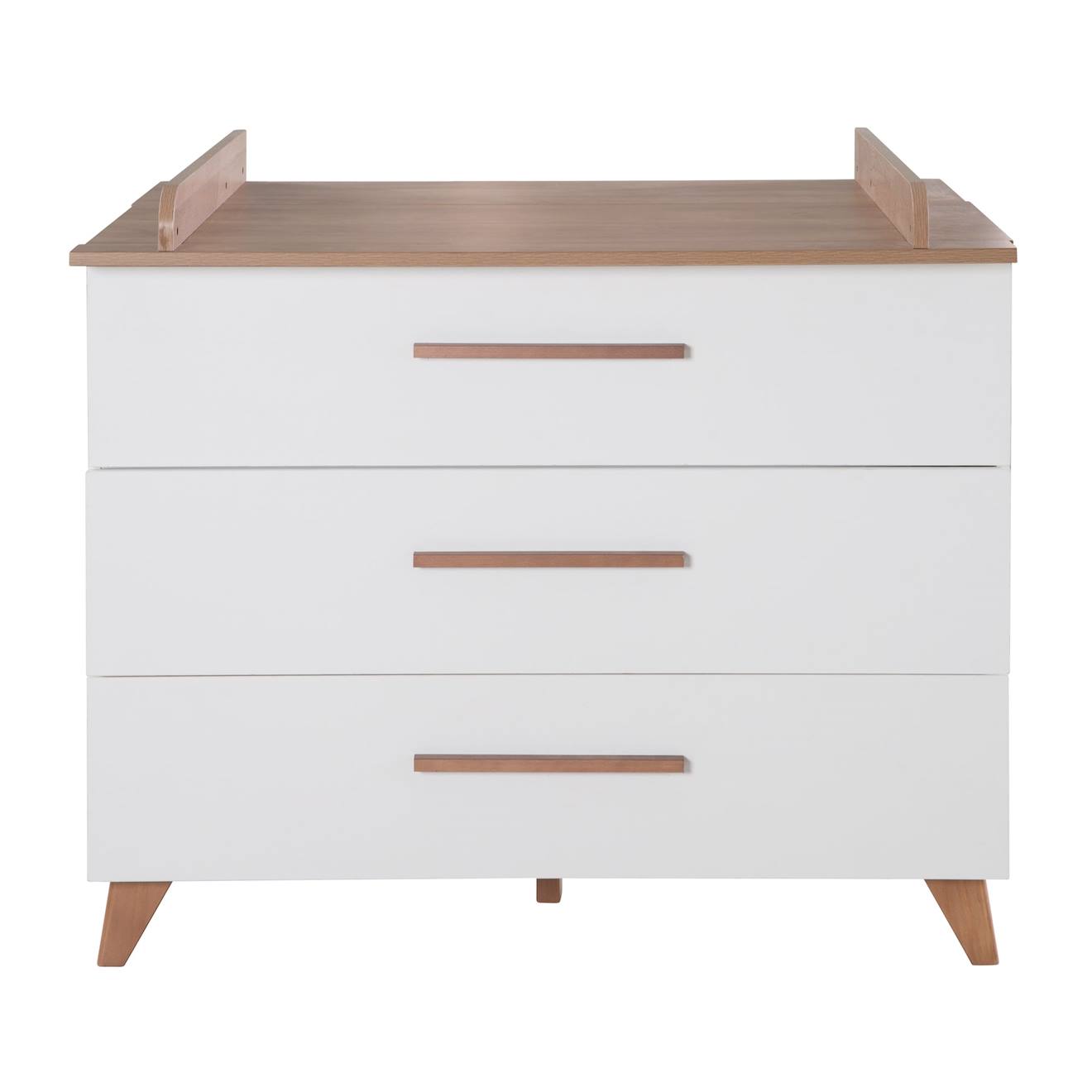 Commode À Langer Évolutive 3 Tiroirs À Extension Totale Ole Blanc - Chêne Foncé