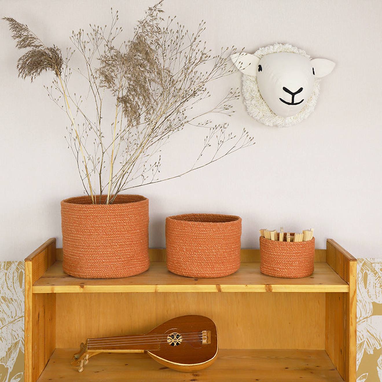 Set De 3 Paniers De Rangement Corde De Coton Ilse Ambre (Nattiot) - Image 1