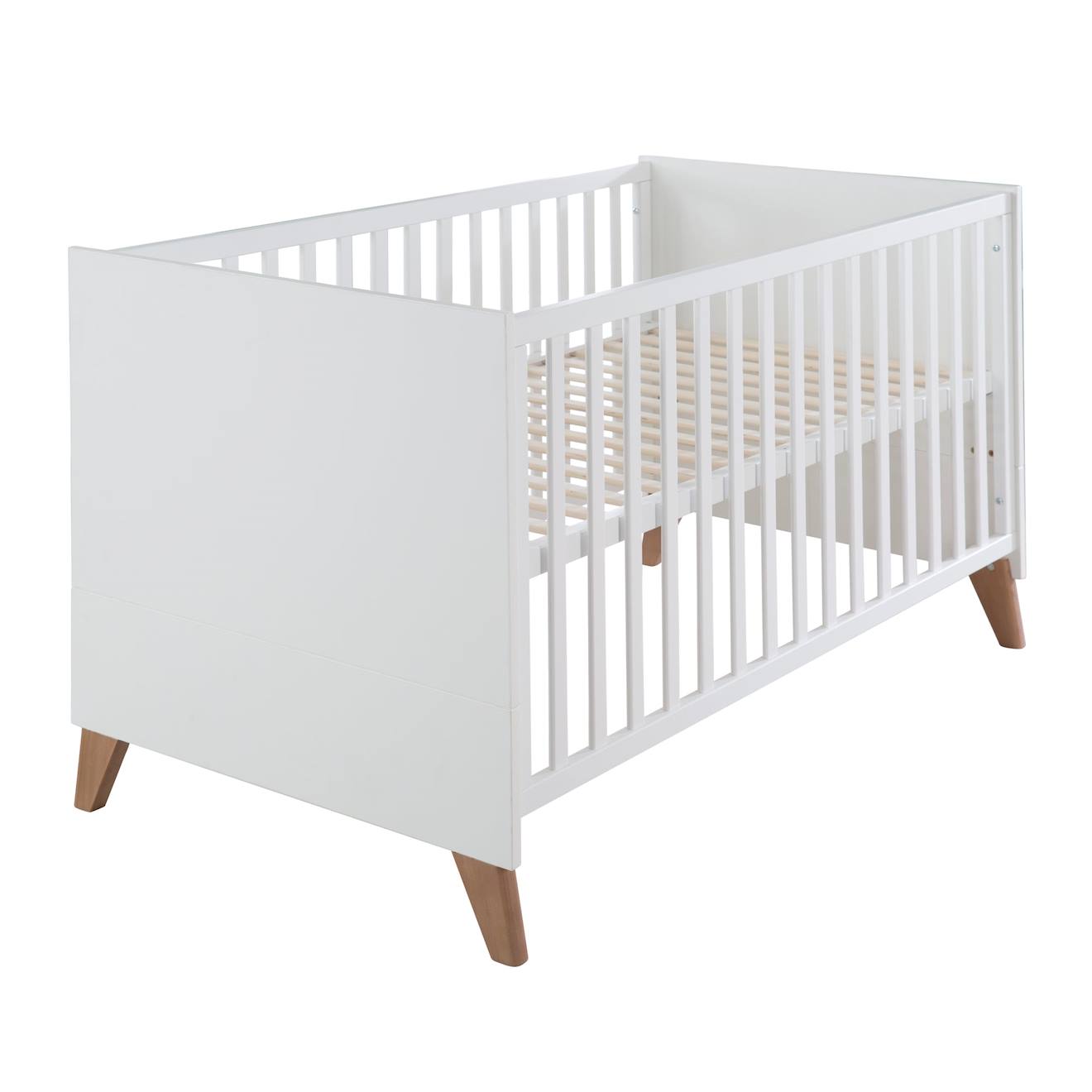Lit Évolutif Transformable En Lit Junior - Style Scandinave - Ole Blanc - Chêne Foncé