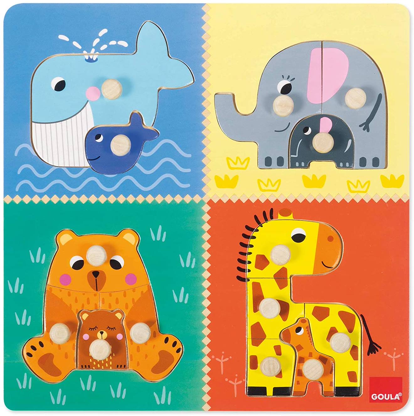 Puzzle Association Maman Et Bébé Animaux Beige