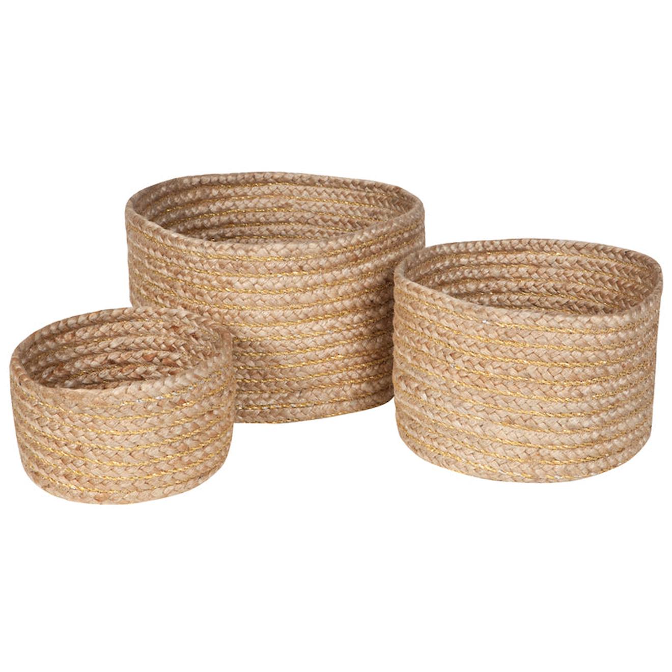 Set De 3 Paniers De Rangement Jute Abha Jute Naturelle