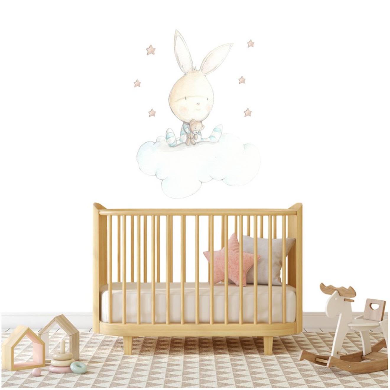 Sticker Mural Enfant Petit Lapin Dreams Multicolore