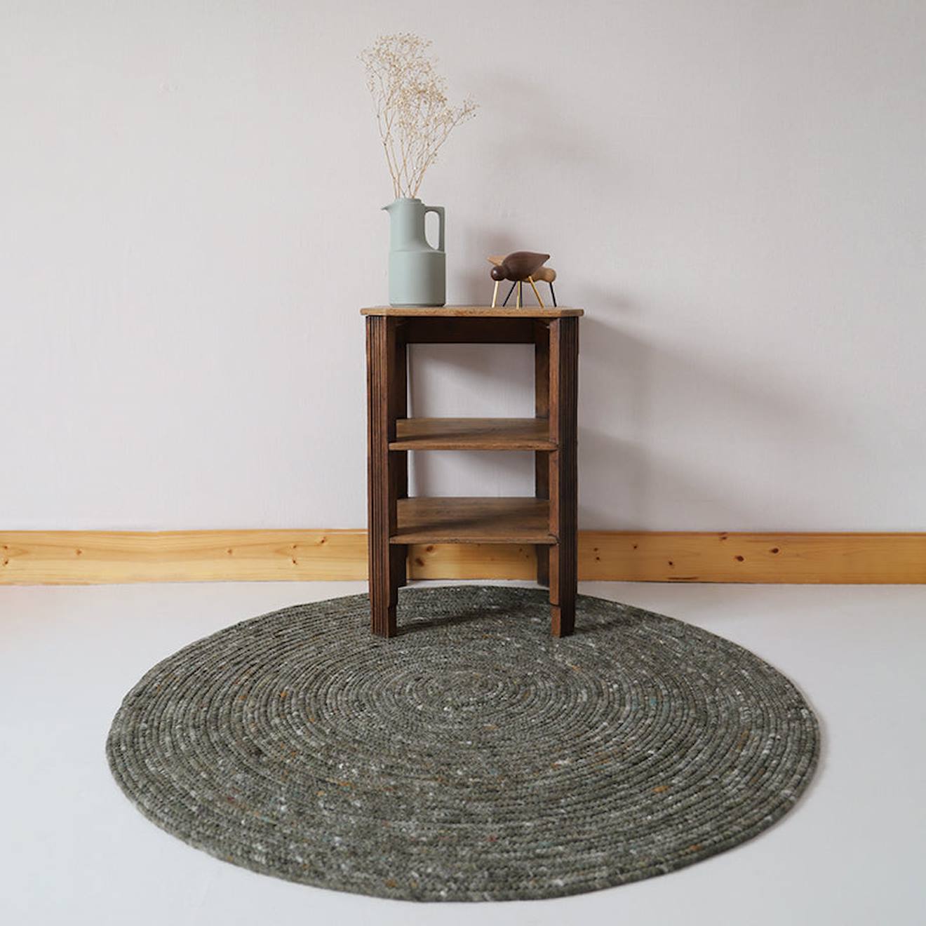 Tapis Rond Laine Feutrée Neethu Olive