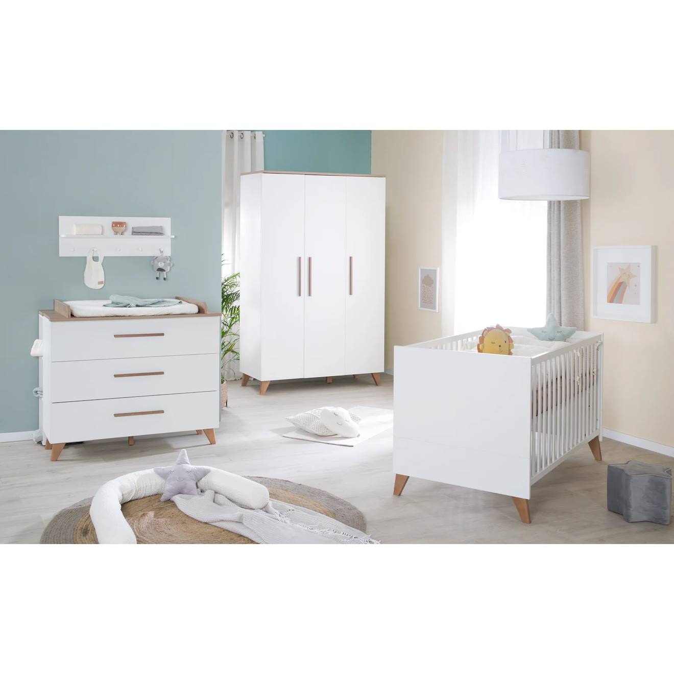 Chambre Bébé Évolutive Complète Avec Soft-close Ole Blanc - Chêne Foncé (Roba) - Image 1