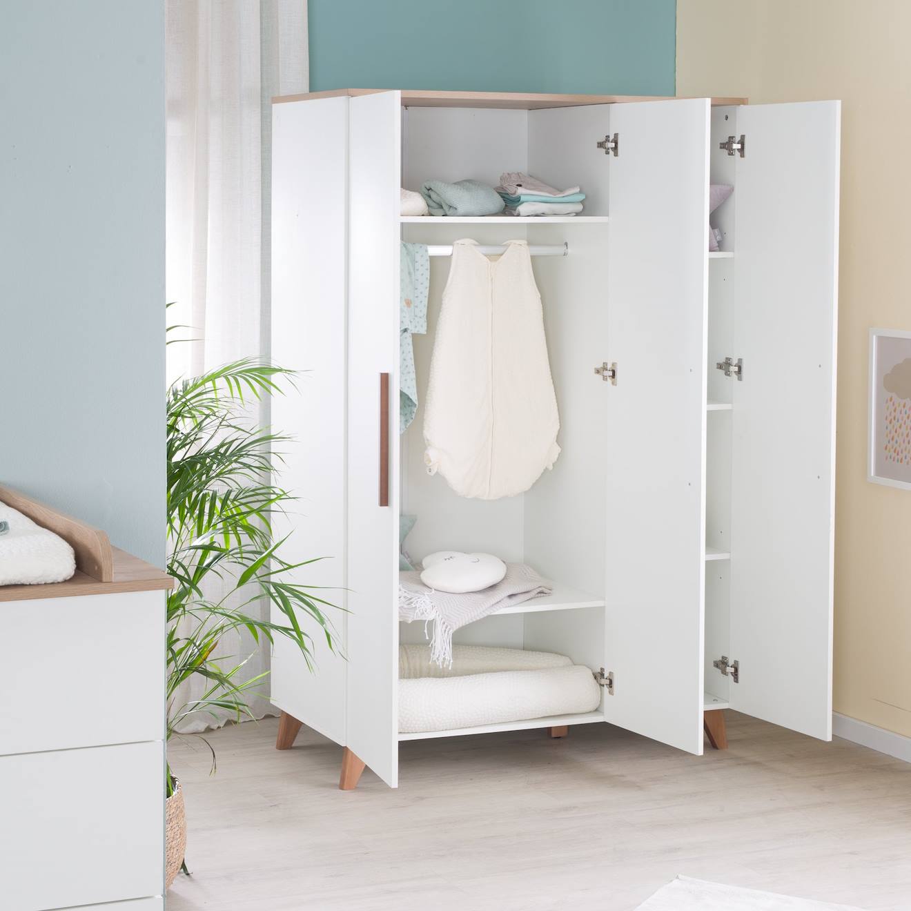 Chambre Bébé Évolutive Complète Avec Soft-close Ole Blanc - Chêne Foncé (Roba) - Image 2