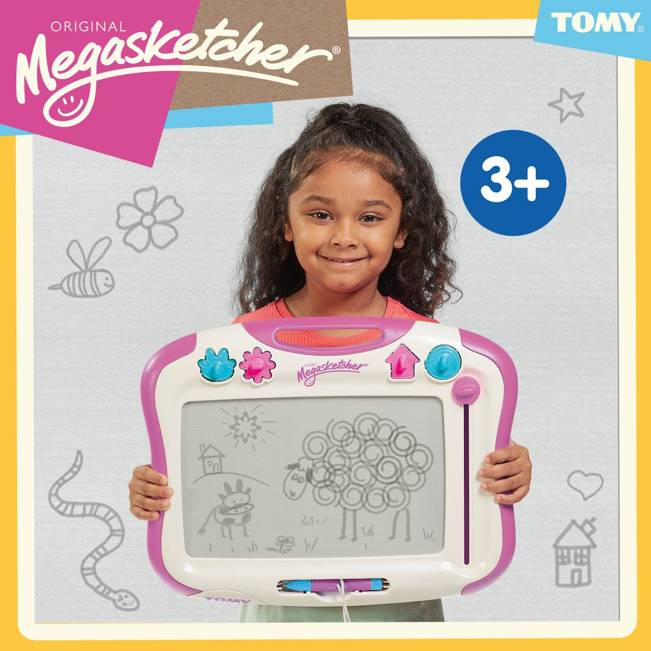 Megasketcher Classique - Ardoise Magique Blanc Rose