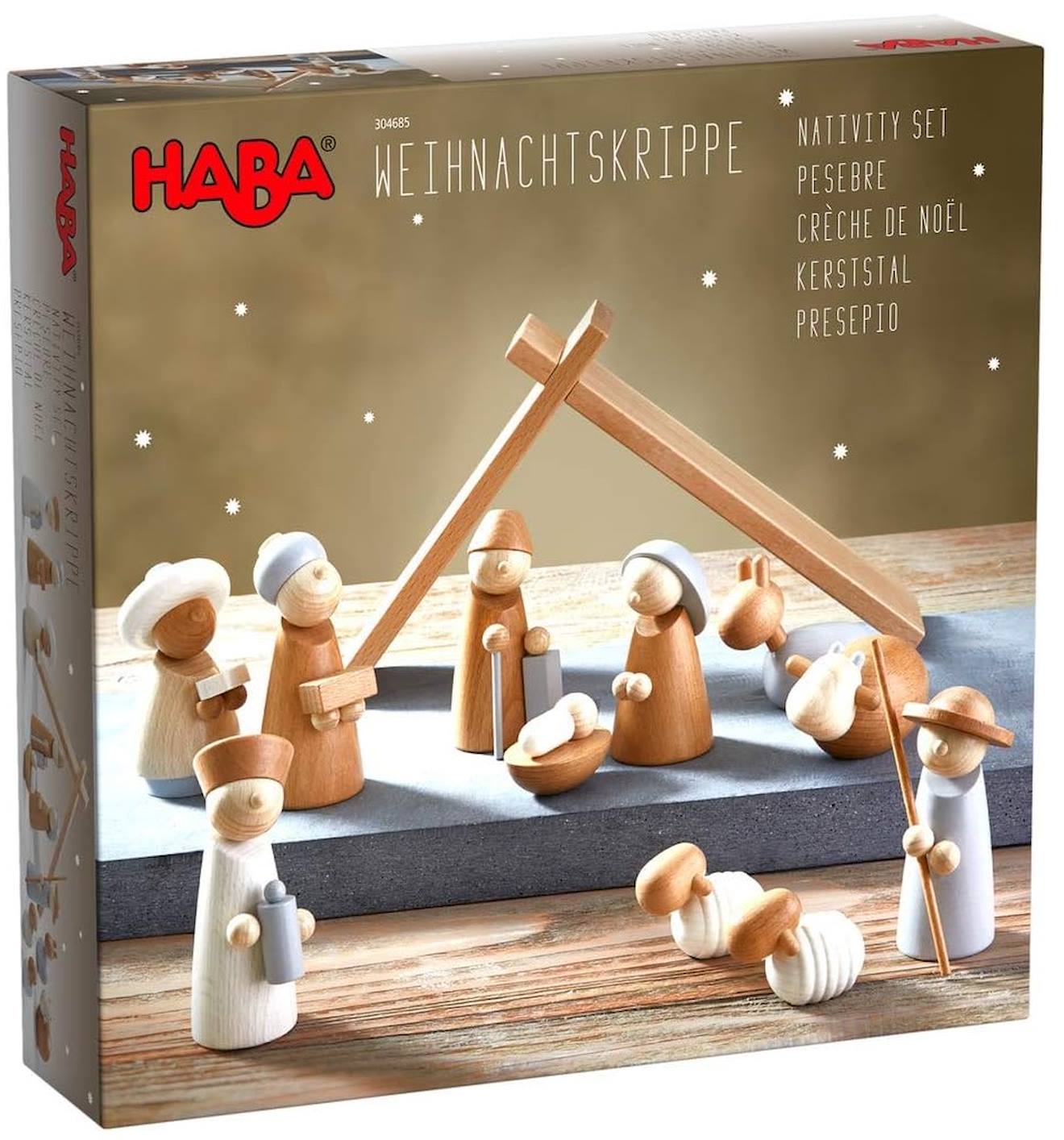 Crèche De Noël En Bois Beige