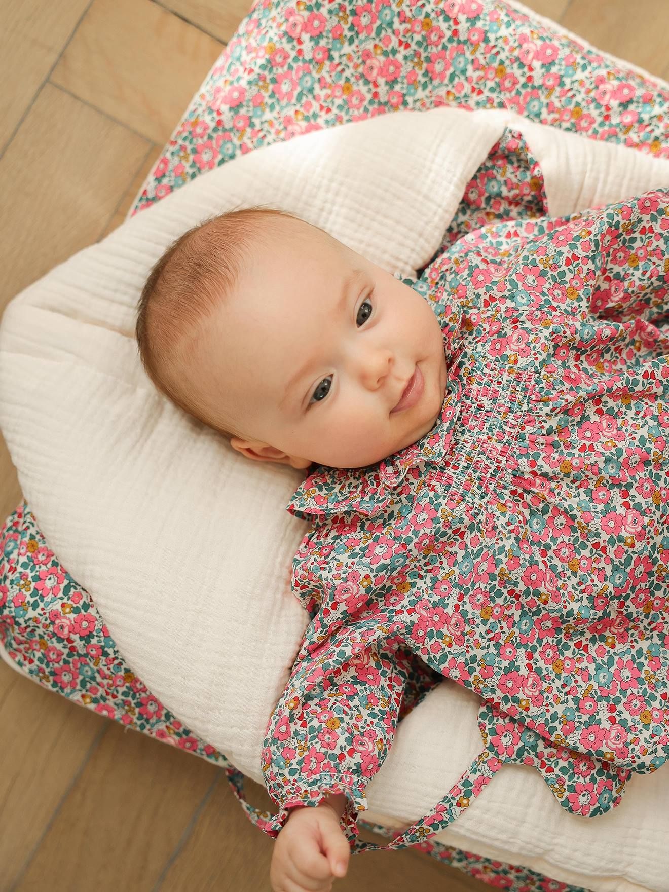 Nid dange en gaze de coton bio et tissu Liberty personnalisable rose ple 53 €