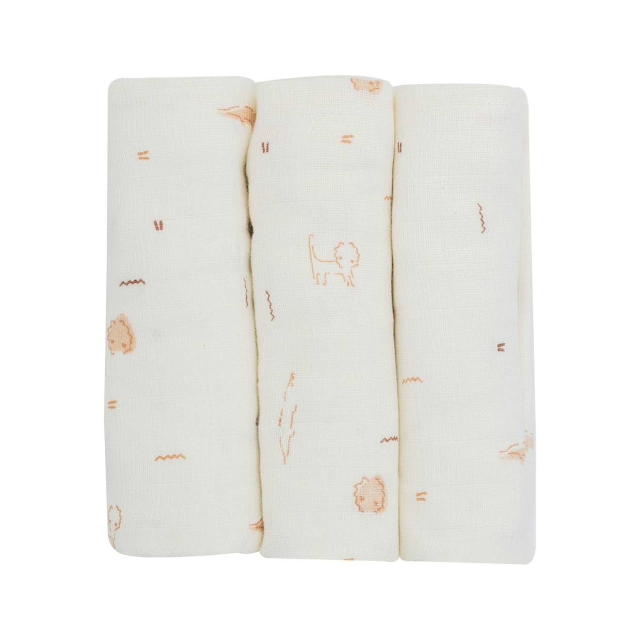 Lot De 3 Langes En Coton Bébé Sable