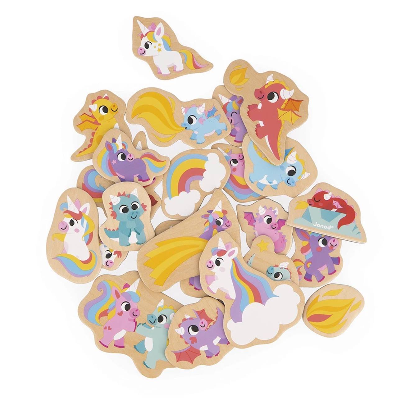 Magnets Jardin 24 Pièces Beige - Licornes Et Dragons