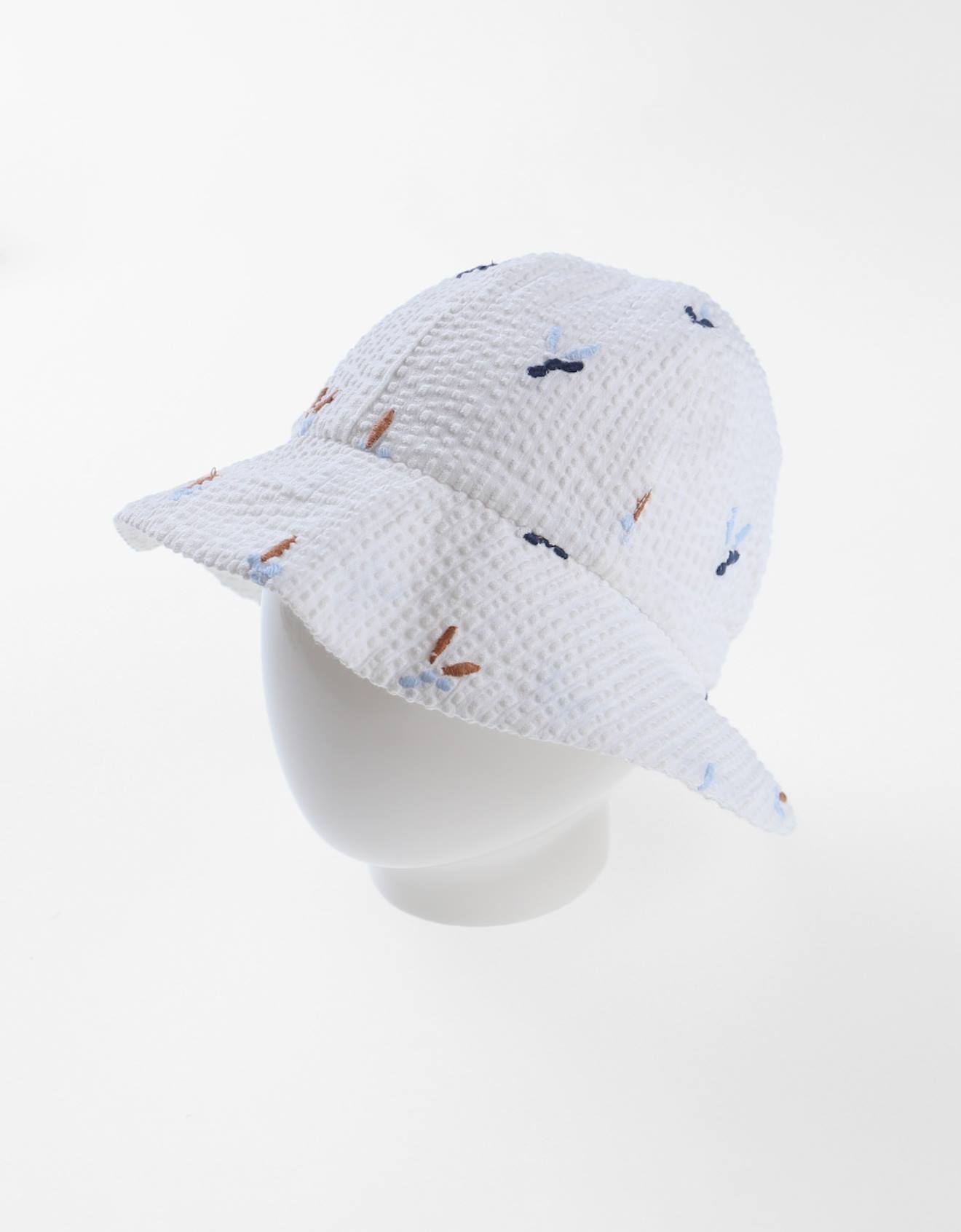 Chapeau Imprimé Végétal Blanc