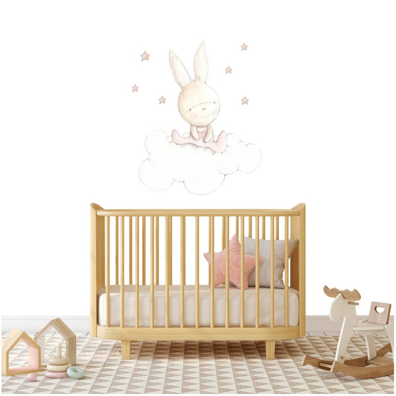 Sticker Mural Enfant Petit Lapin Dreams Multicolore
