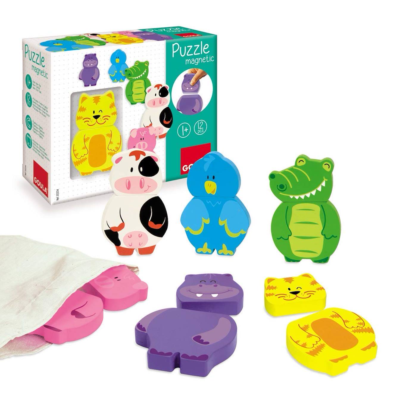 6 Puzzles Magnétiques Animaux Vert