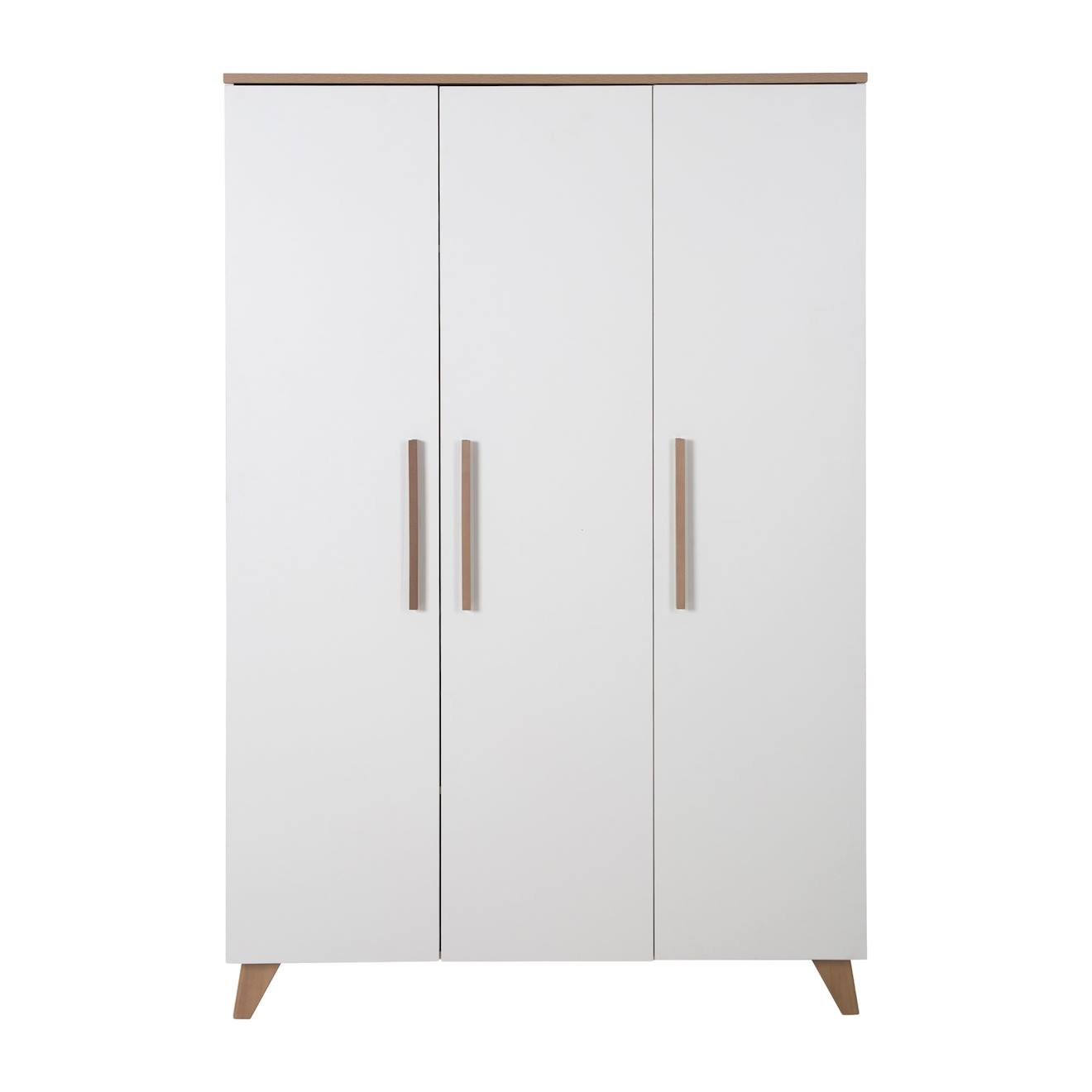 Armoire Bébé 3 Portes À Fermeture Douce Ole Blanc - Chêne Foncé