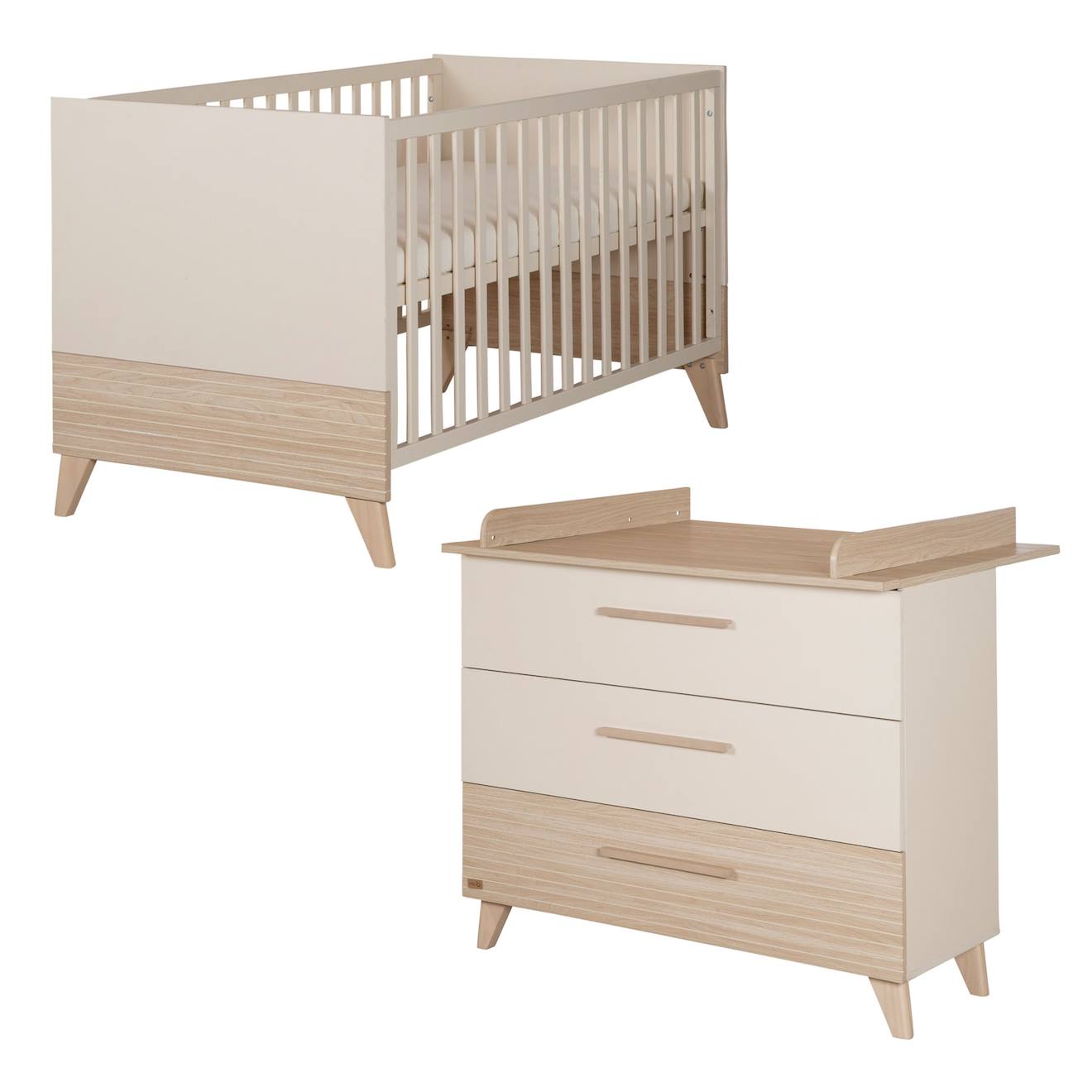 Chambre Bébé Évolutive 2 Pièces - Fermeture Soft-close Sidney Cashmere / Chêne