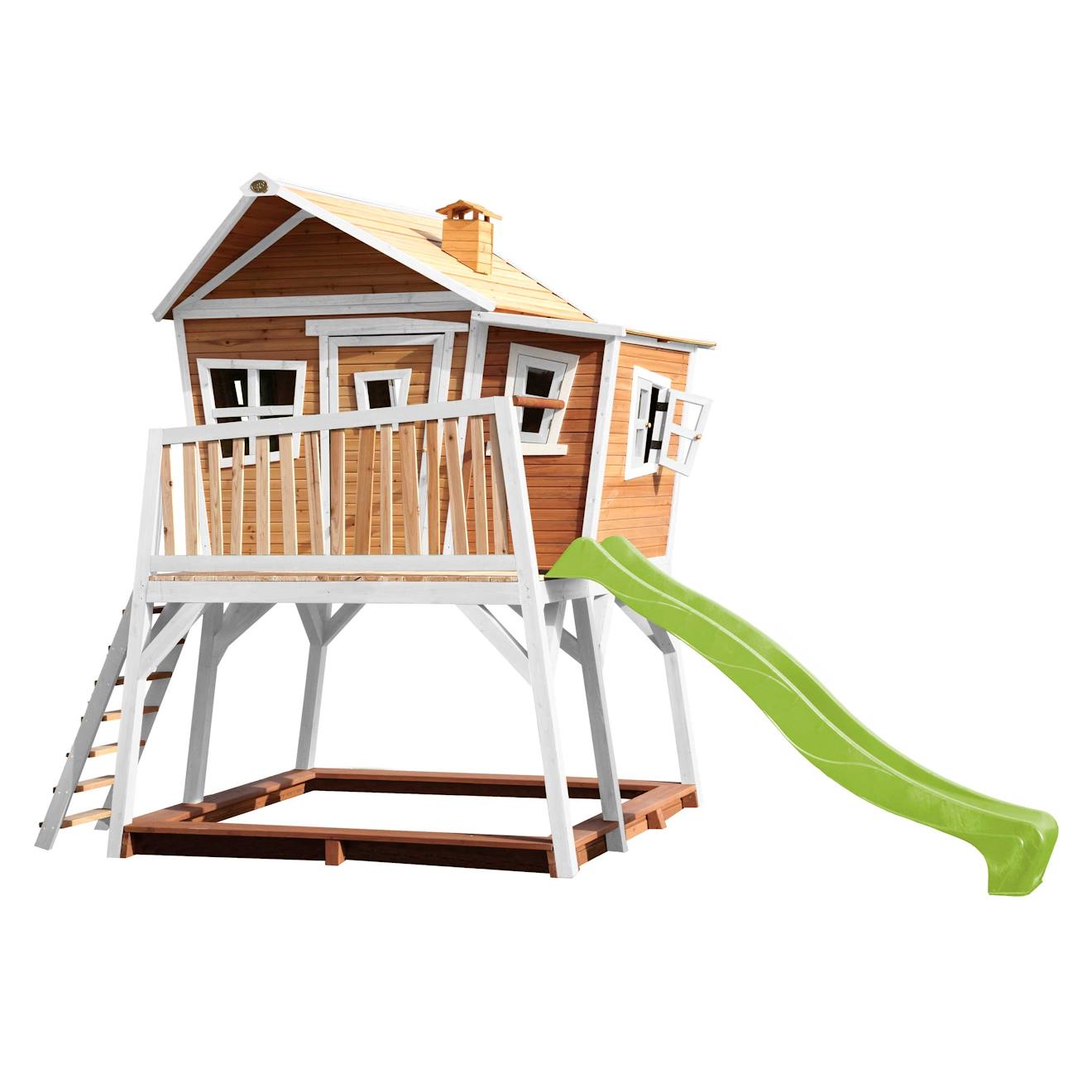 Cabane En Bois Avec Toboggan Vert Citron