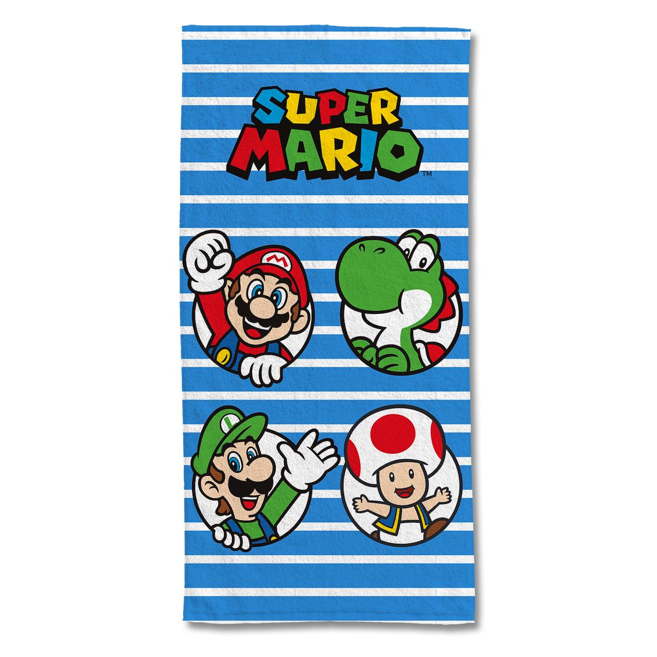 Serviette De Plage Mario Rayé Coton Bleu