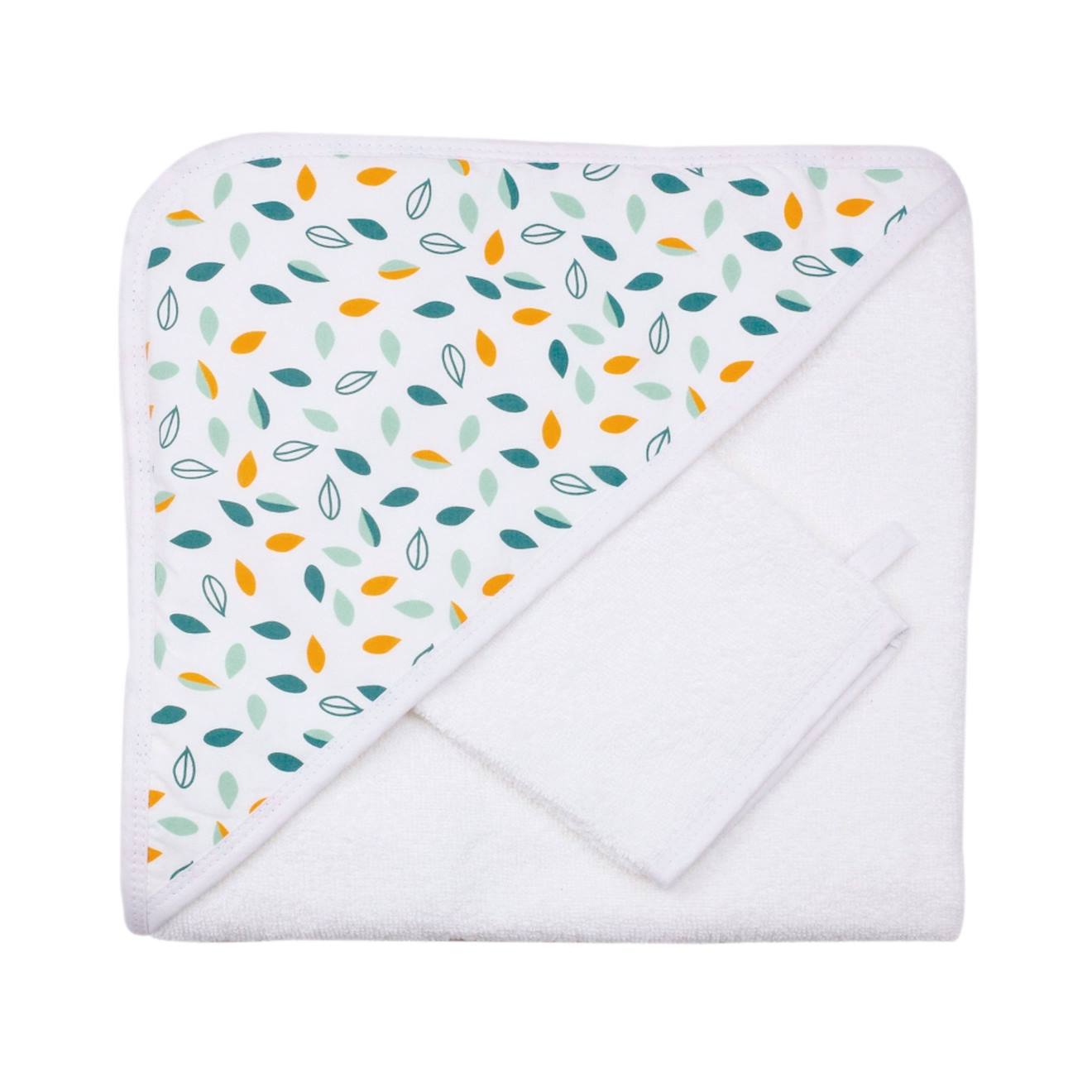 Set De Bain Bébé - Modèle Feuilles Blanc