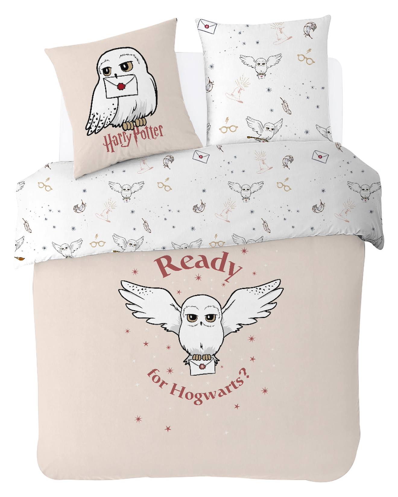 Housse De Couette Harry Potter Hedwige Coton Ecru