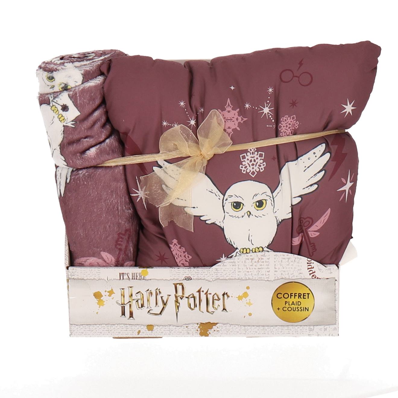 Coffret Coussin Et Plaid Harry Potter Hedwige Violet