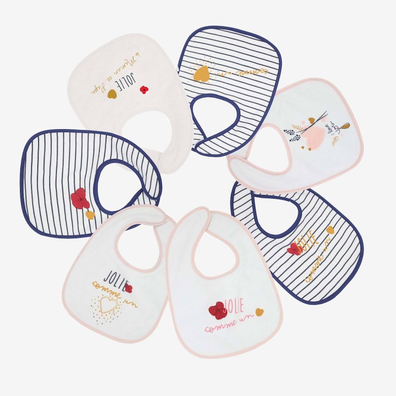 Lot De 7 Bavoirs Bébé Blanc