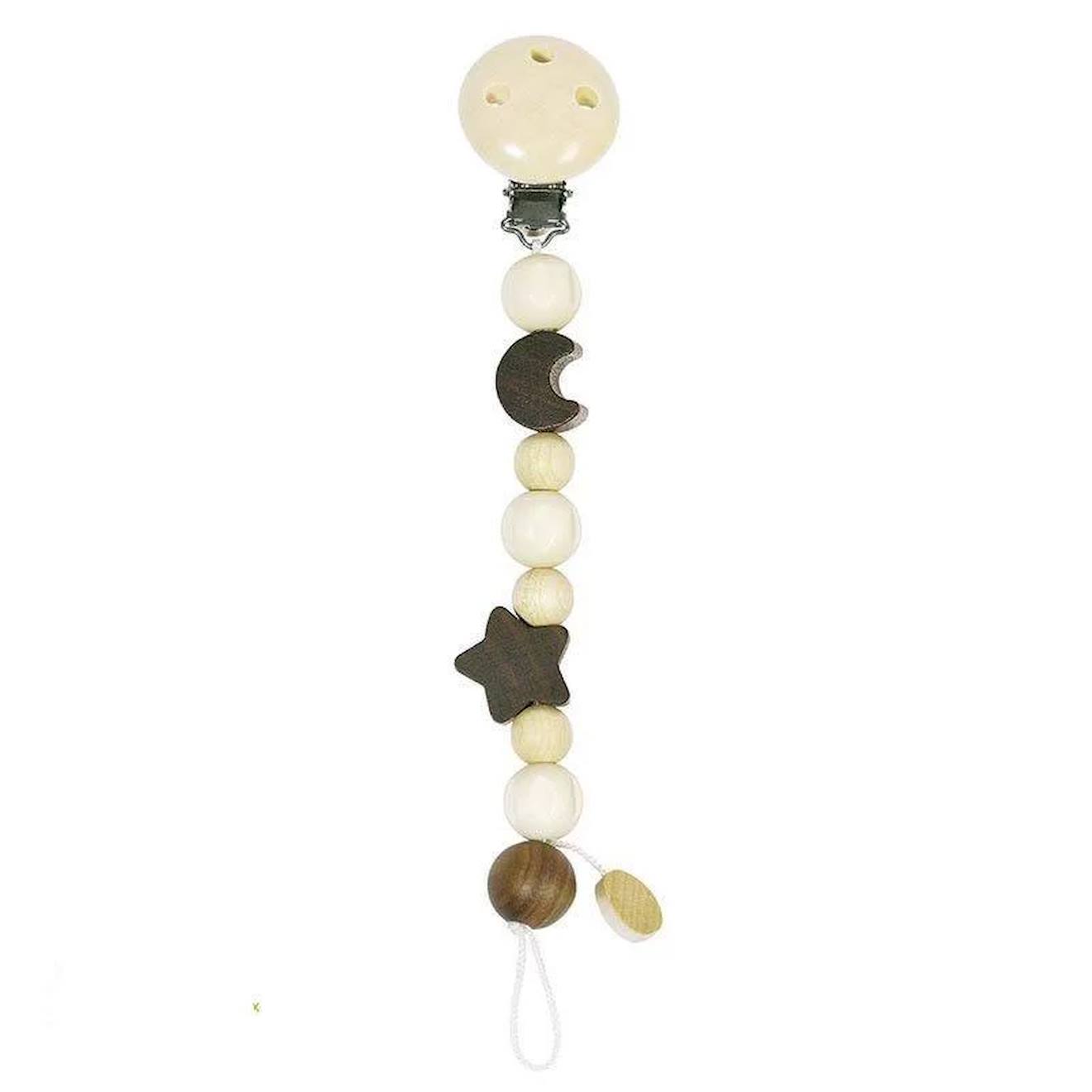Accroche Tétine Lune/etoile Beige