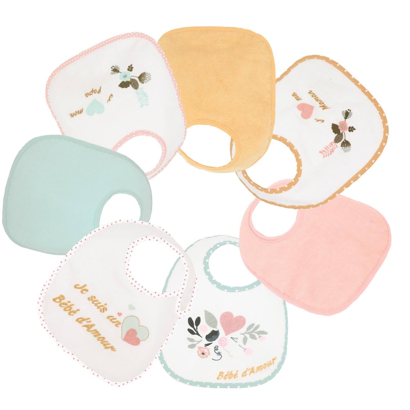 Lot De 7 Bavoirs Rose