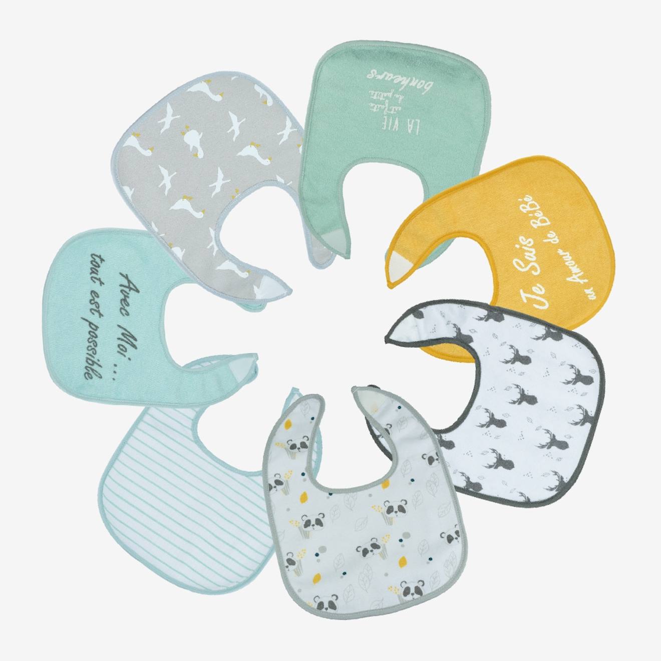Lot De 7 Bavoirs Multicolore