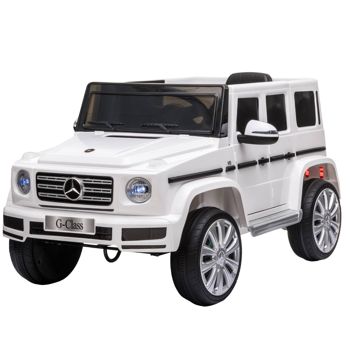Voiture Électrique Enfant Mercedes Benz Classe G 12v - V. Max. 5km/h - Télécommande - Effets Sonores Lumineux Blanc