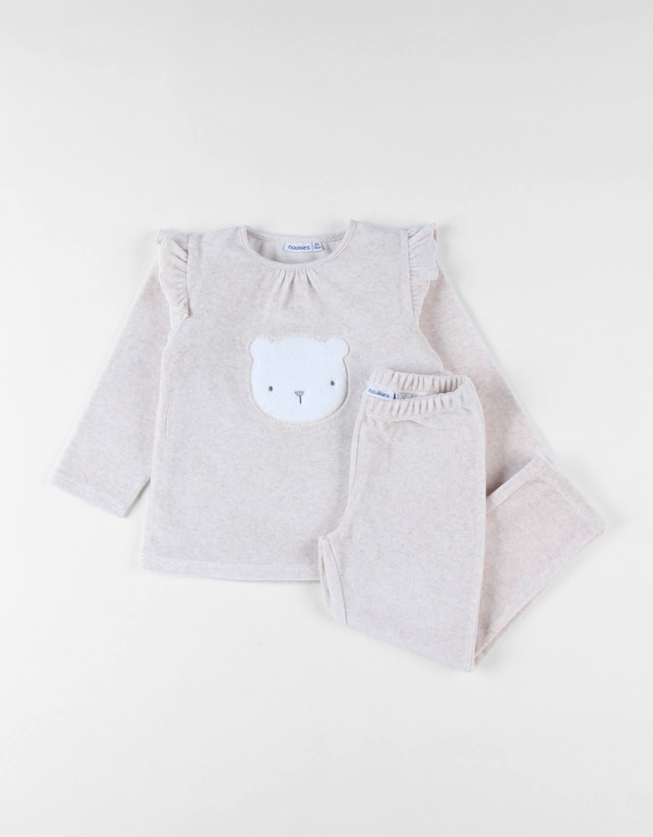 Pyjama En Velours Côtelé Ours Beige