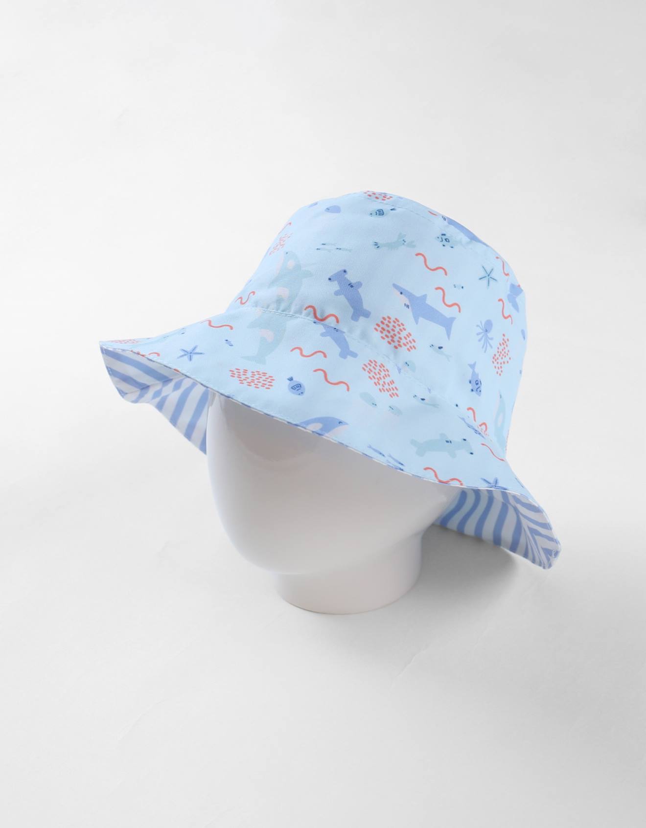 Chapeau Réversible À Imprimés Animalier Bleu