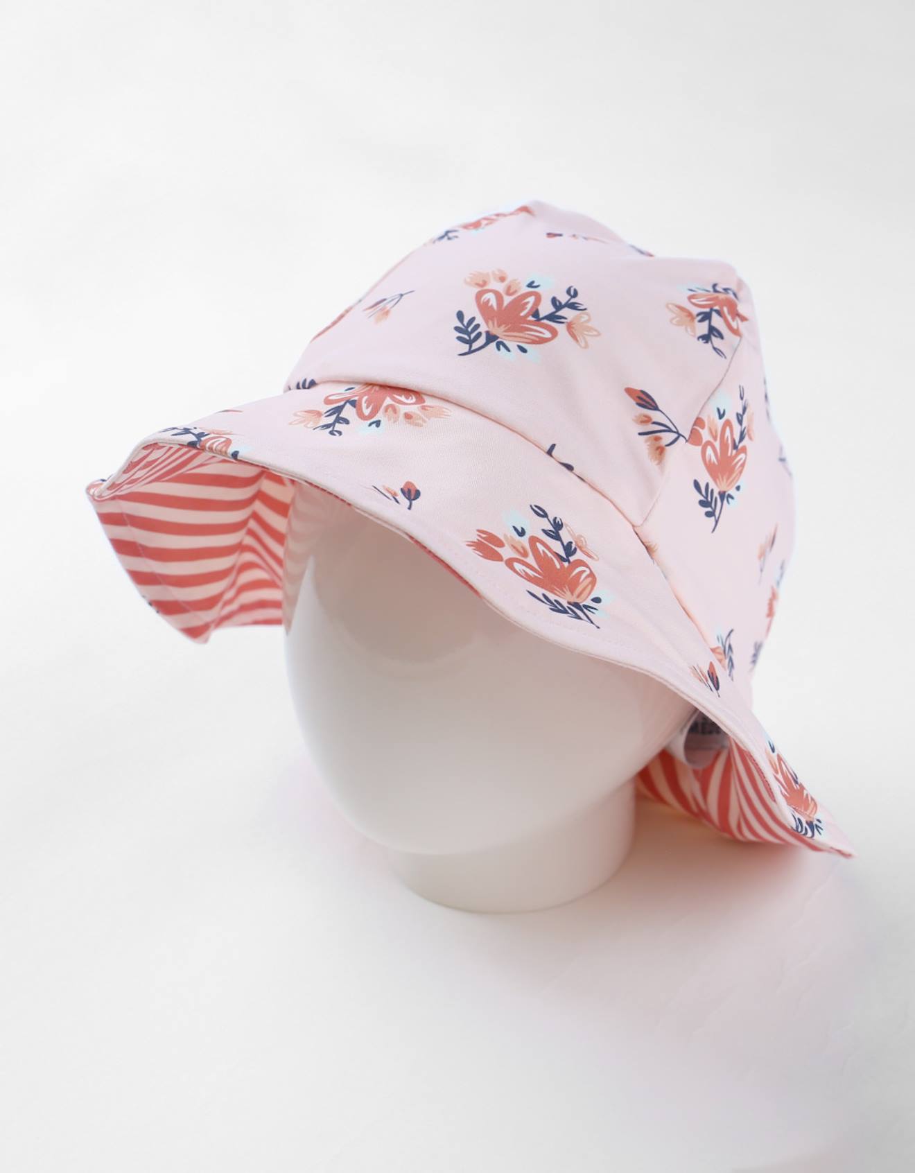 Chapeau Réversible À Imprimés Fleuri Teracotta Rose