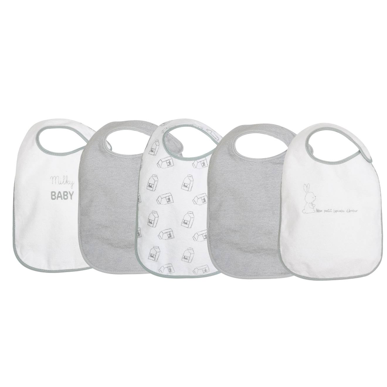 Lot De 5 Bavoirs Diversification Alimentaire Gris