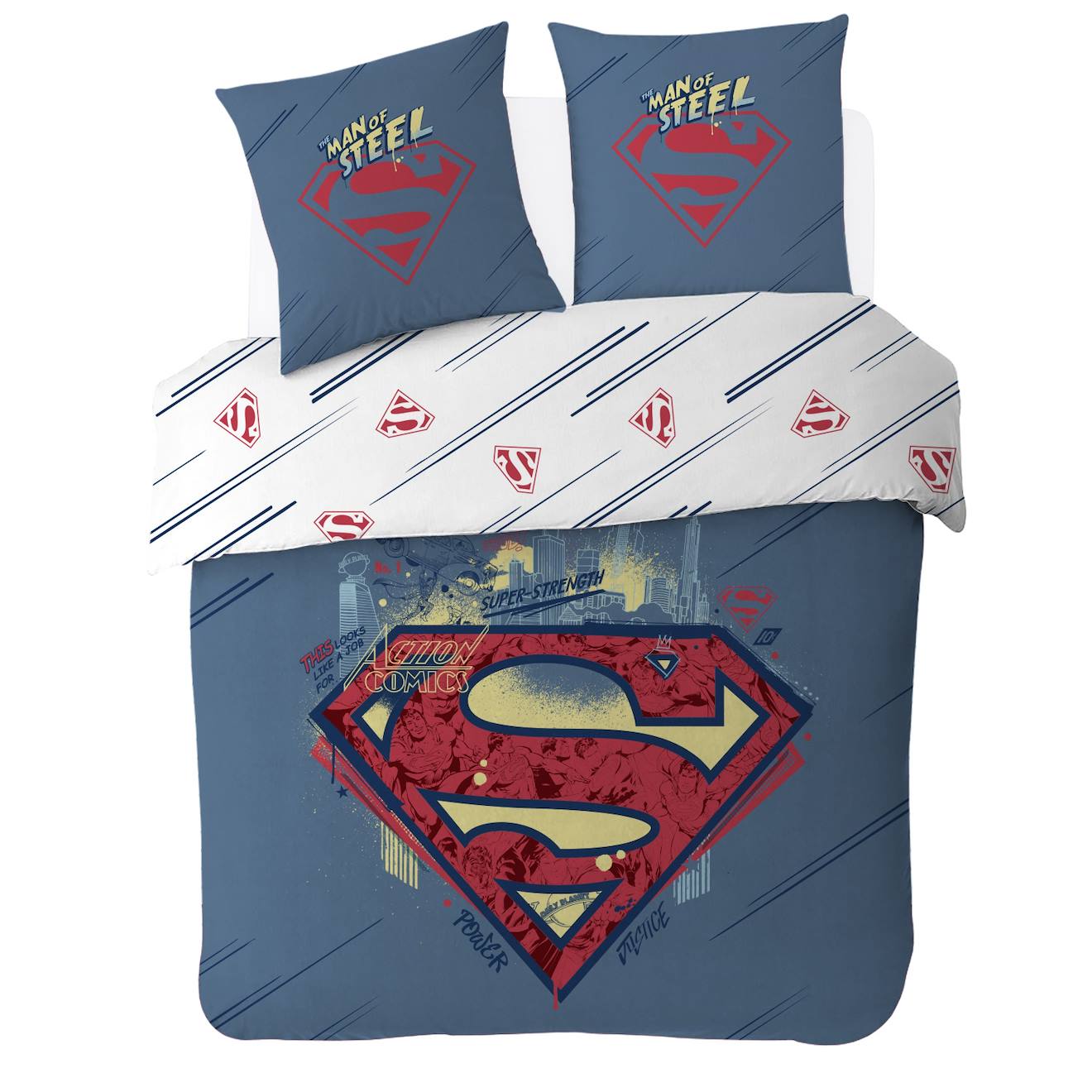 Housse De Couette Superman Dc Comics Coton Bleu