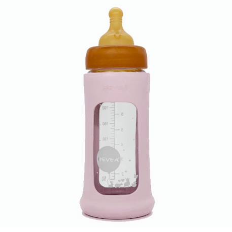 Hevea - Biberon En Verre Avec Housse De Protection - Seafoam Blue - 250 Ml Rose