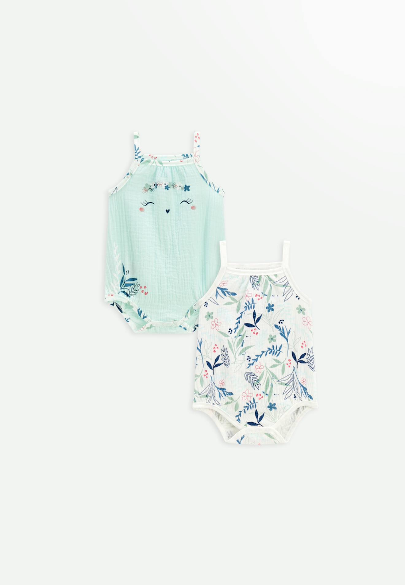 Lot De 2 Bodies Bébé À Bretelles Dahlia Bleu