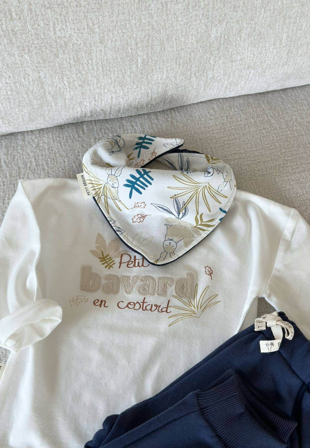 Foulard Enfant En Velours Gribouille Bleu