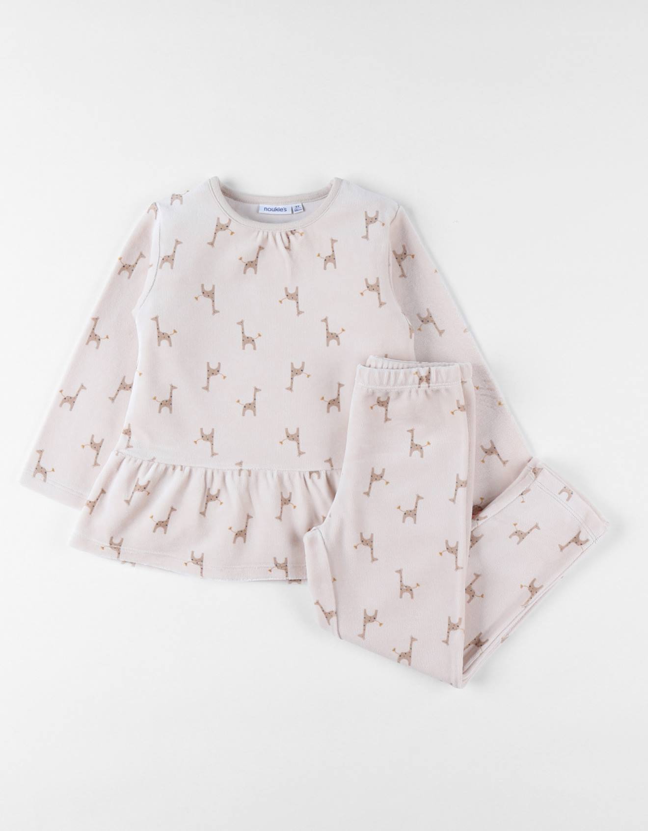 Pyjama En Velours Côtelé Girafe Beige