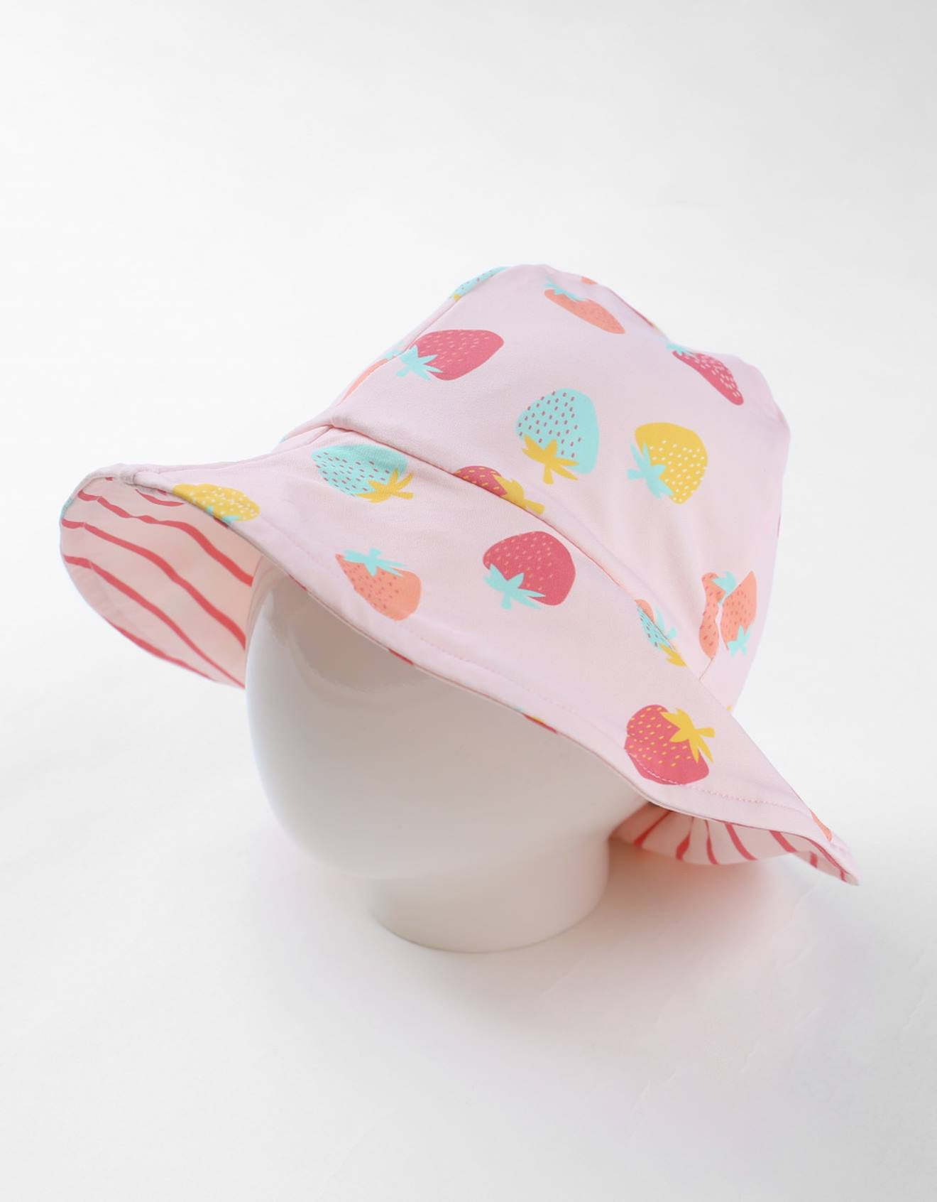Chapeau Réversible À Imprimés Fraises Rose