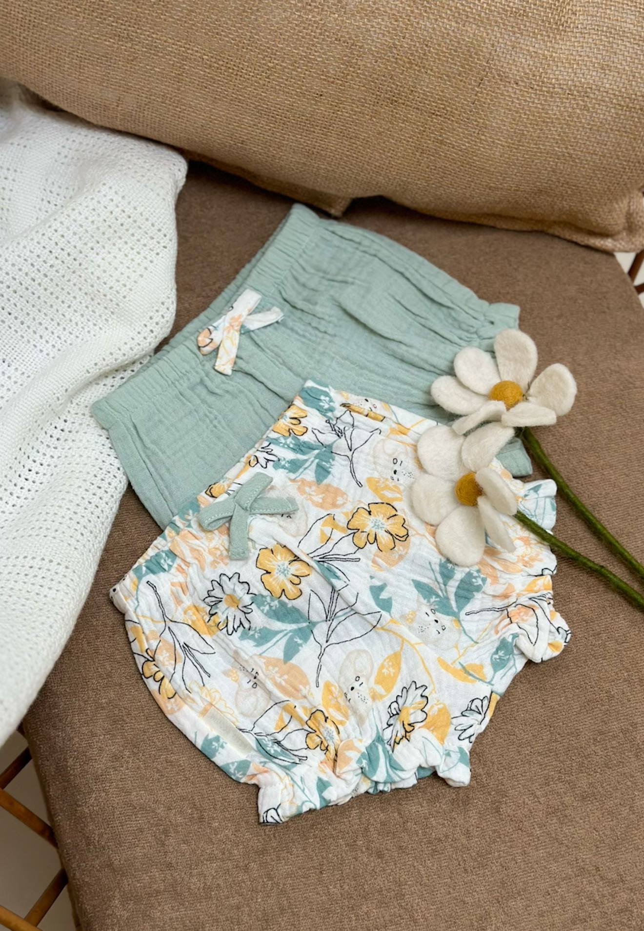 Lot De 2 Bloomers Bébé En Gaze De Coton Capucine Ecru