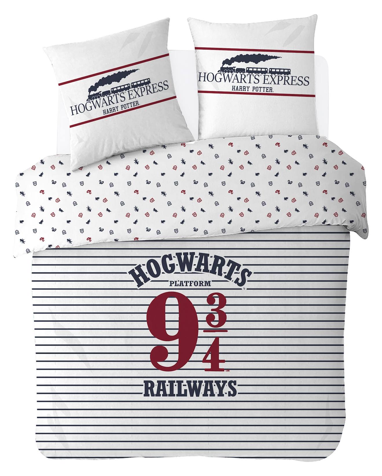 Housse De Couette Harry Potter Hogwarts Express Coton Blanc