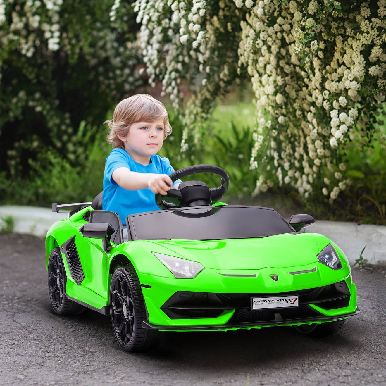 Voiture Électrique Enfant Lamborghini Aventador Roadster Svj Télécommande Effets Sonores Lumineux Vert (Homcom) - Image 1