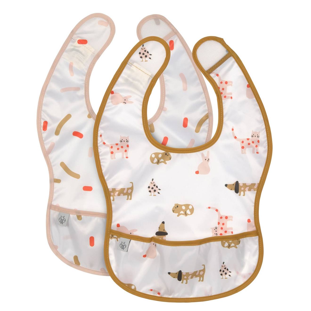 Lot De 2 Bavoirs À Poche Little Mateys Orange Epicée Multicolore