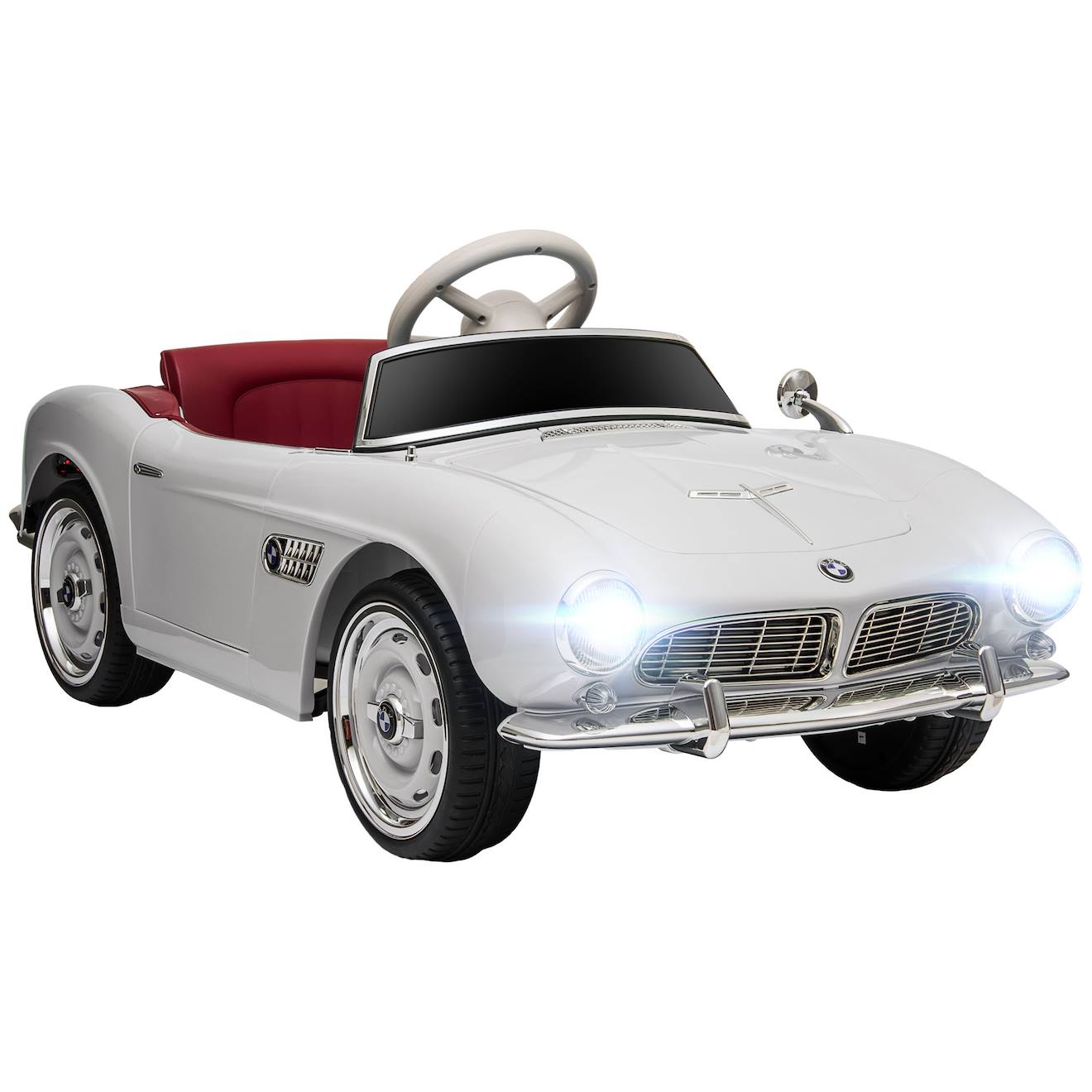 Voiture Électrique Enfant Rétro Bmw 507 - V. Max. 5 Km/h - Télécommande - Effets Sonores Lumineux Blanc