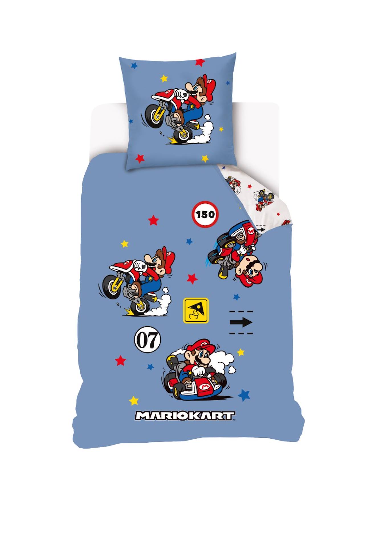 Housse de couette mariokart coton bleu